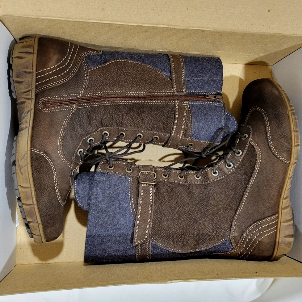 Sanita Women's Denise Boots, Size 38, Genuine Leather in espresso brown color.